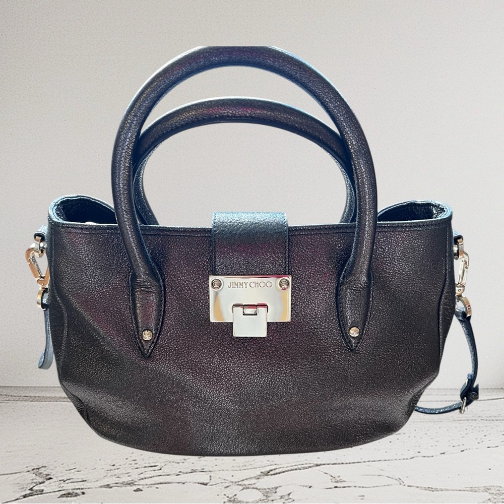 Jimmy Choo  Leather Satchel Handbag with Metal Hardware